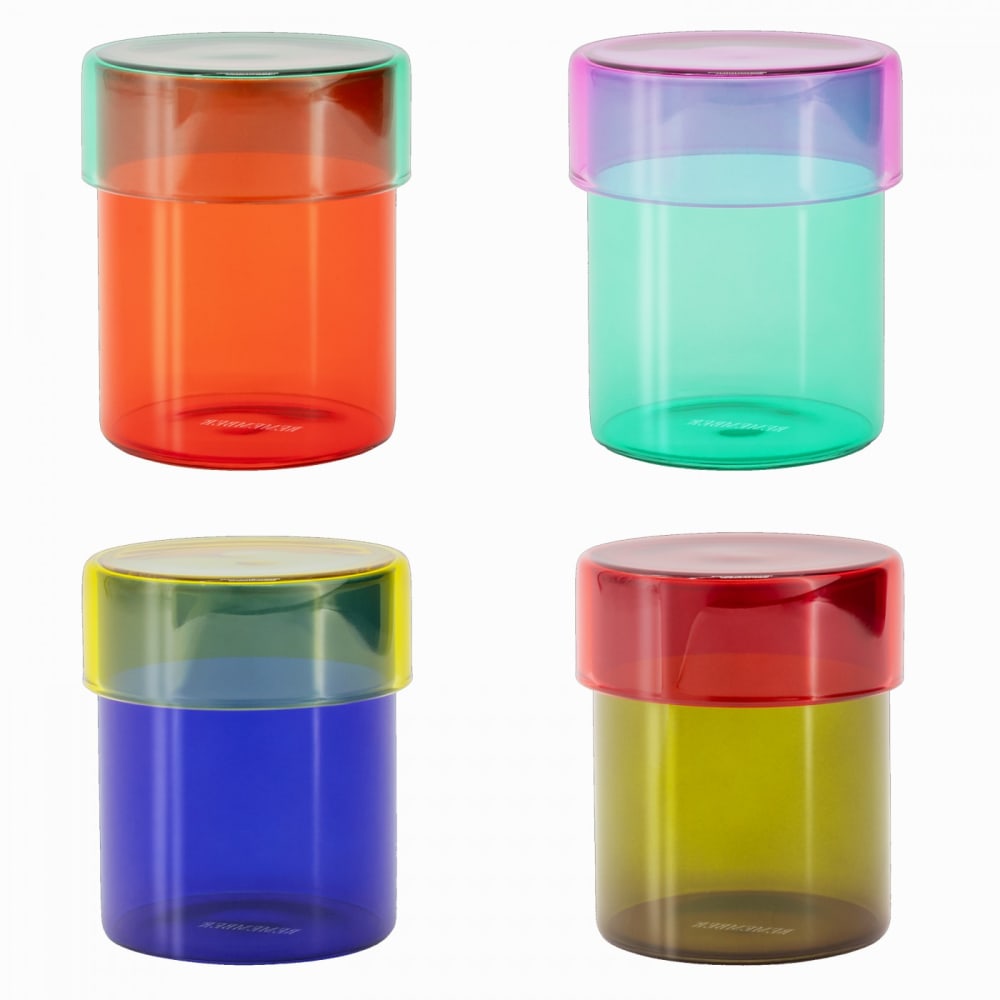 Remember Set de 4 bocaux en verre multicolore 380ml style contemporain