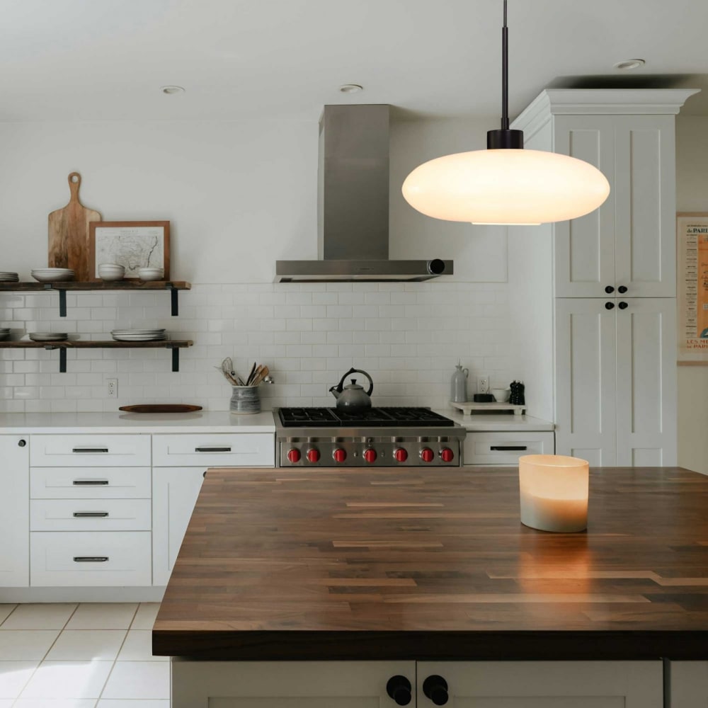 Suspension en verre - équipement coupelle métal blanc