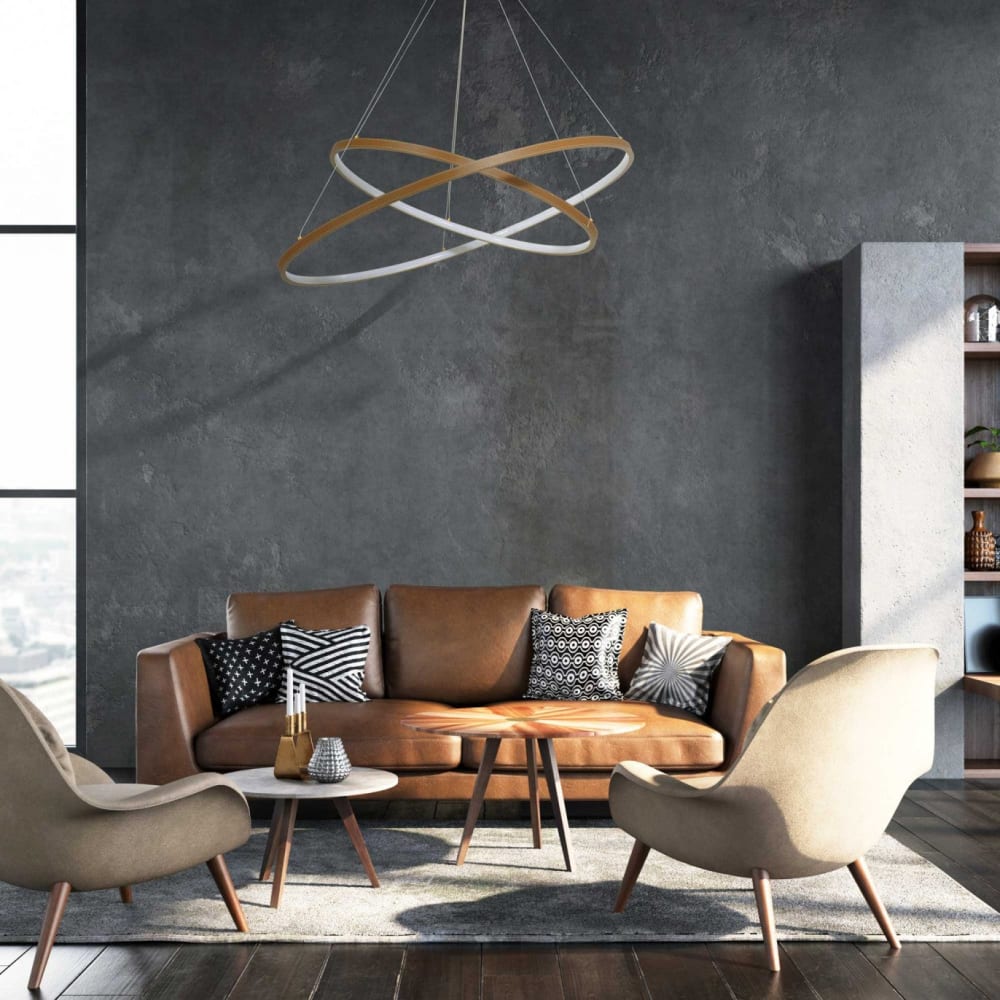 Suspension marron en simili cuir — vue 3