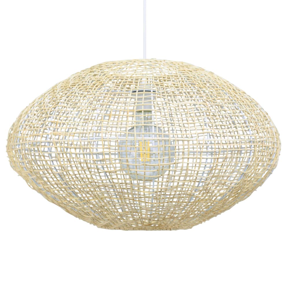 Suspension en rotin naturel et métal blanc — vue 4