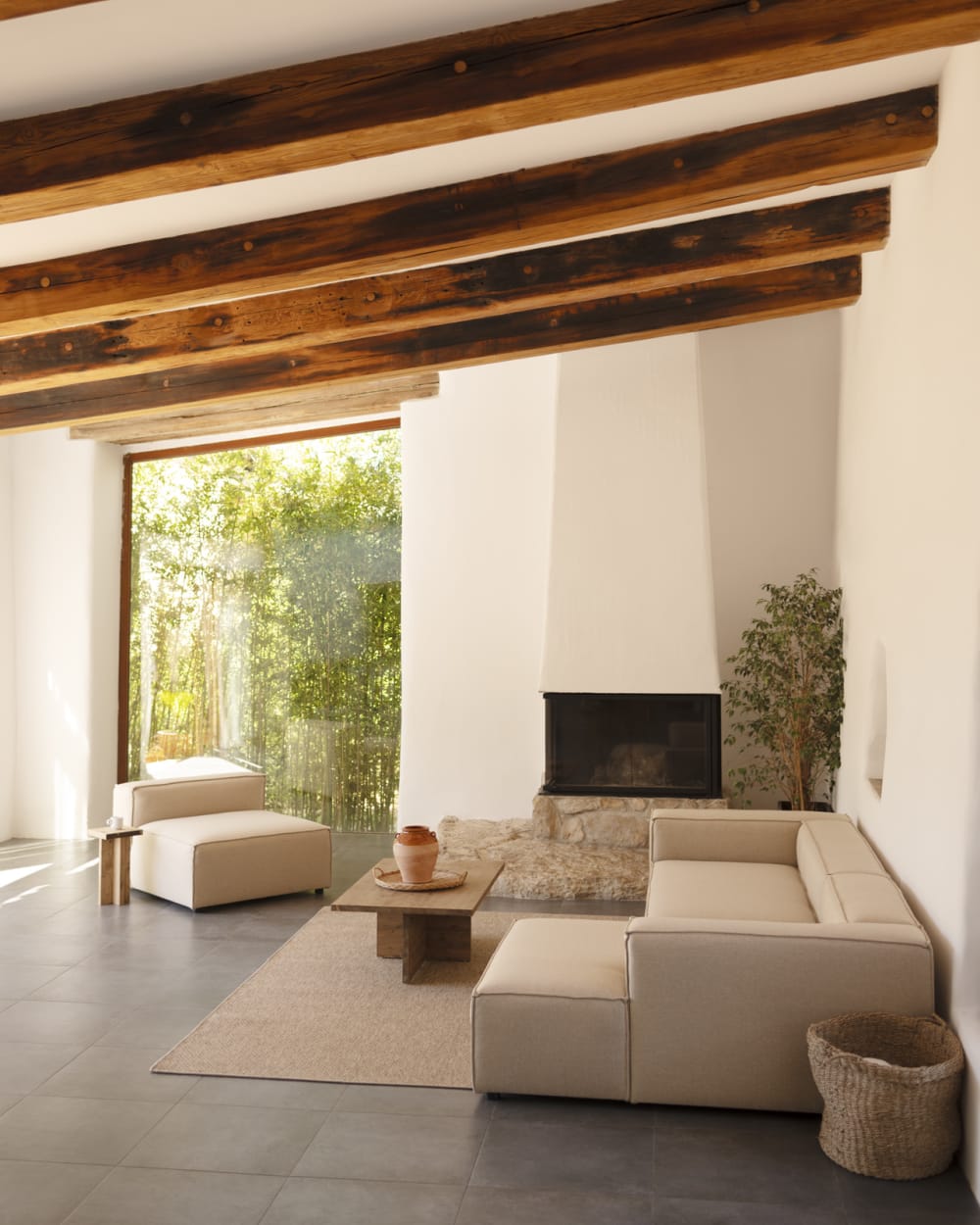 Canapé d'angle droit 4 places couleur beige 250x175cm