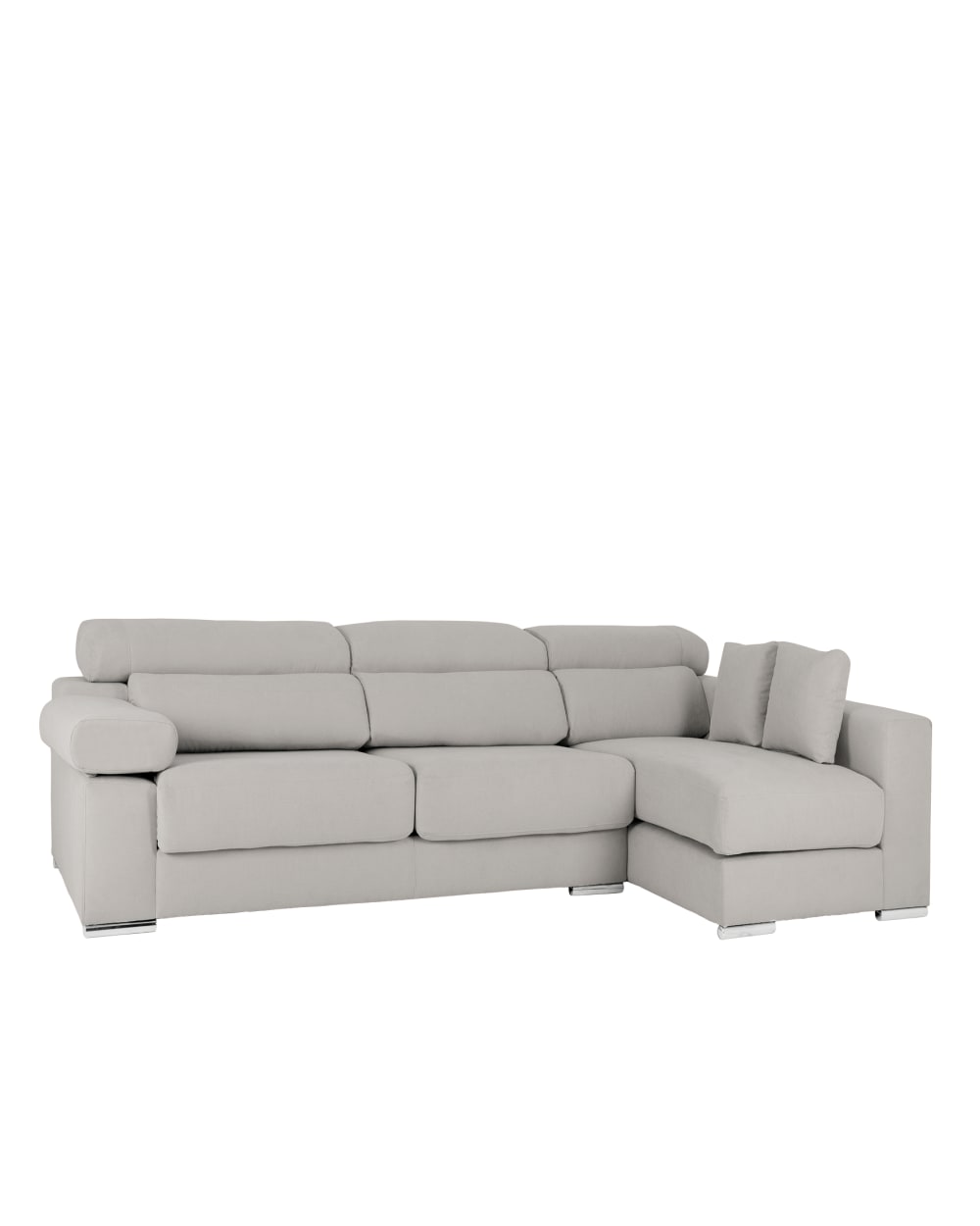 Canapé 4 places d'angle droit couleur gris clair 278cm