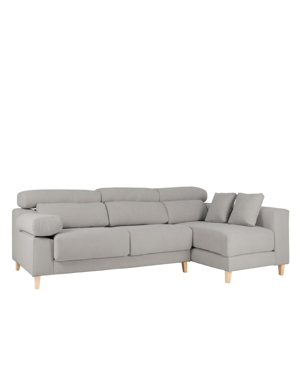 Canapé 4 places d'angle droit couleur gris clair 278cm