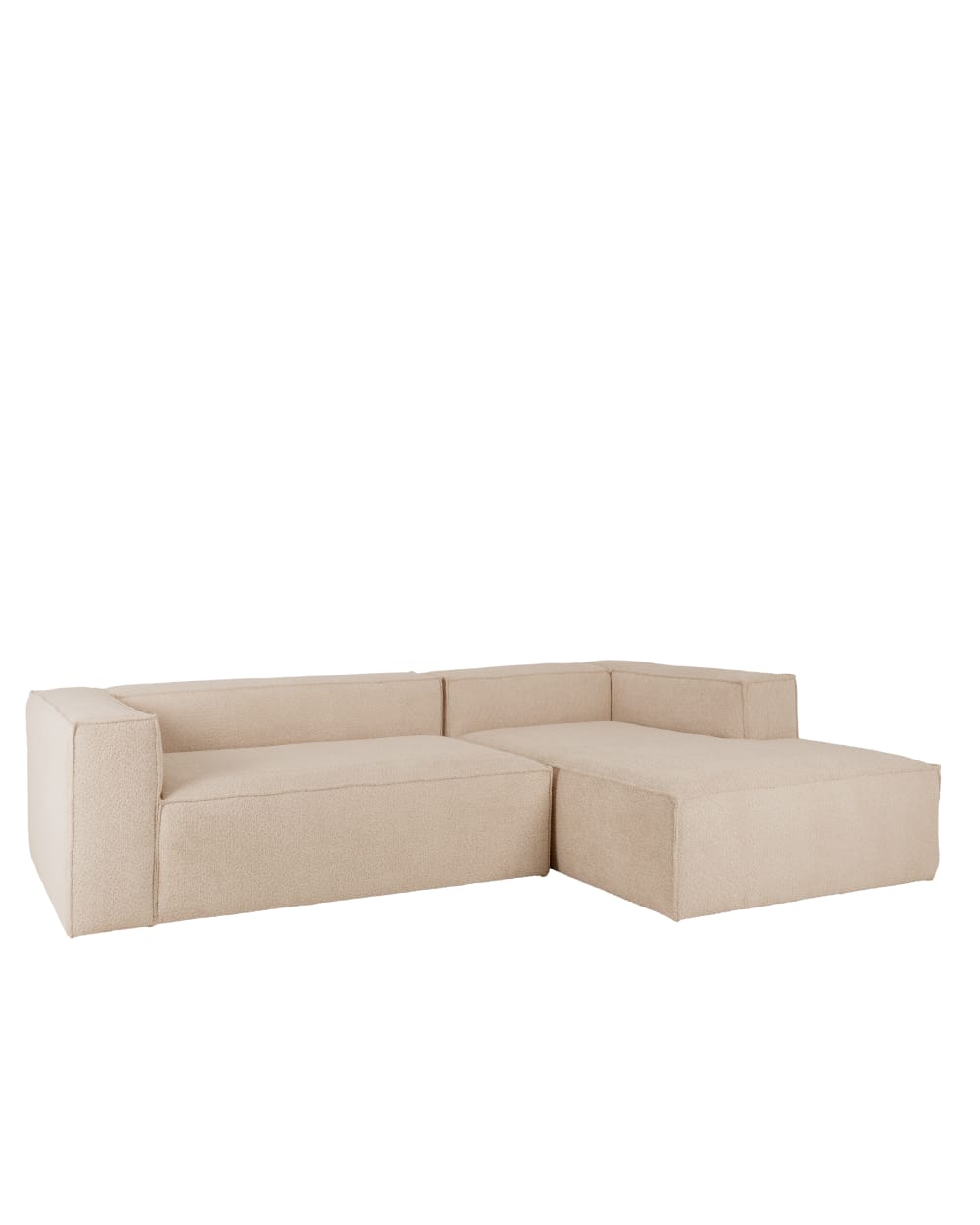 Canapé d'angle droit 4 places en bouclé couleur beige 300x175cm