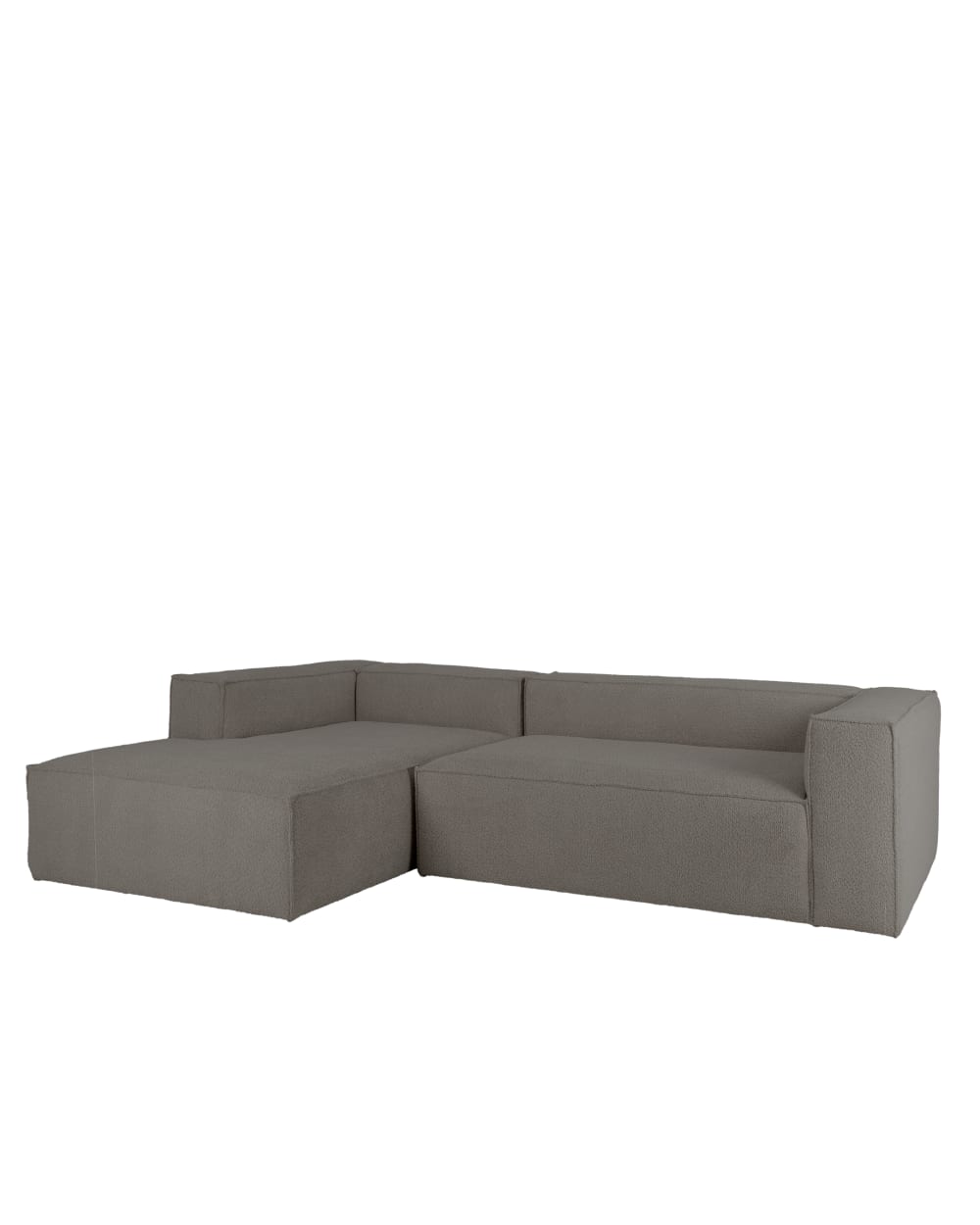 Canapé d'angle gauche 4 places en bouclé couleur gris foncé 300x175cm