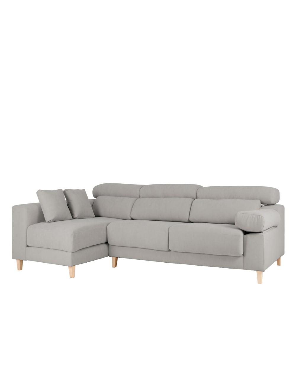 Canapé 4 places d'angle gauche couleur gris clair 278cm