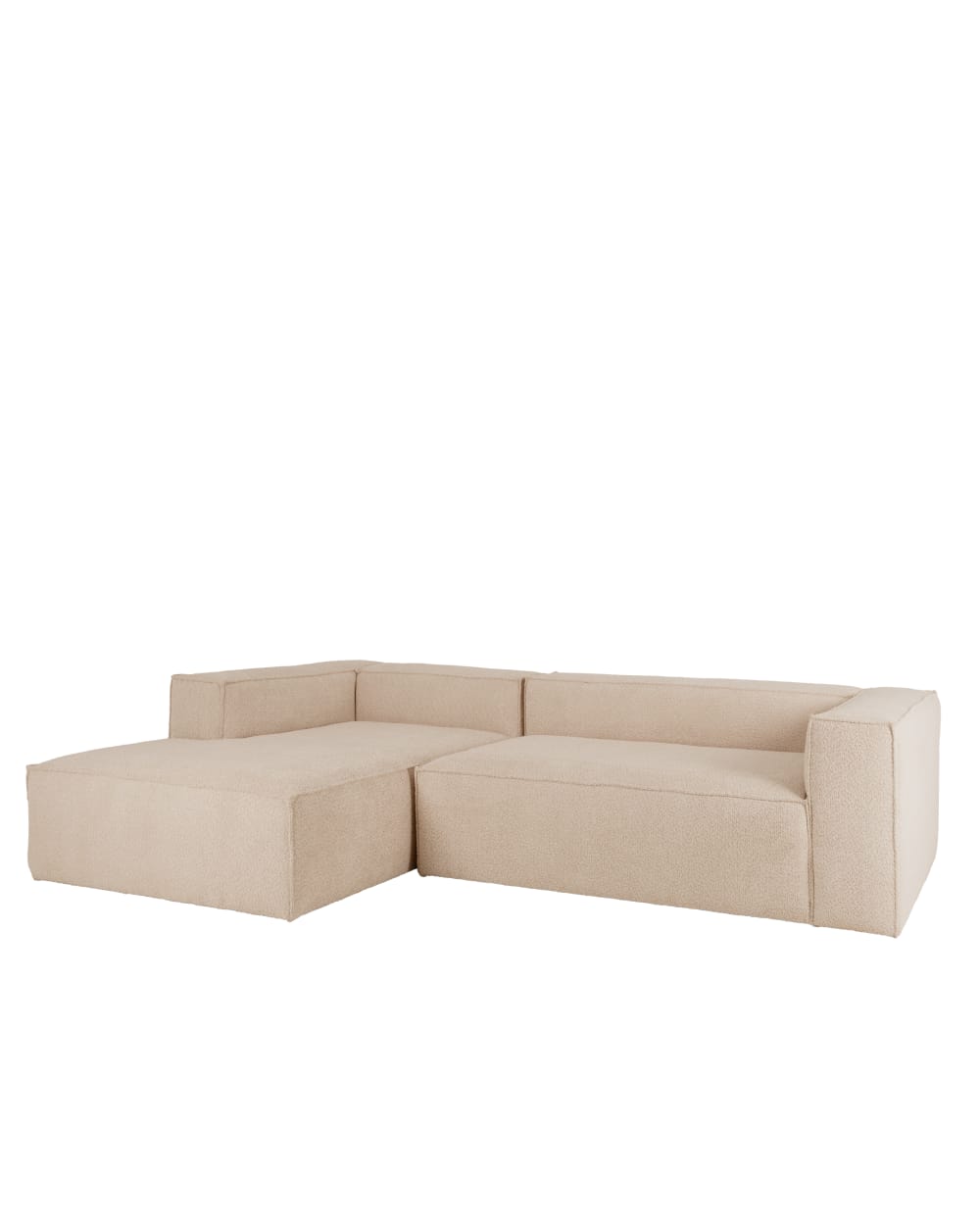 Canapé d'angle gauche 4 places en bouclé couleur beige 300x175cm