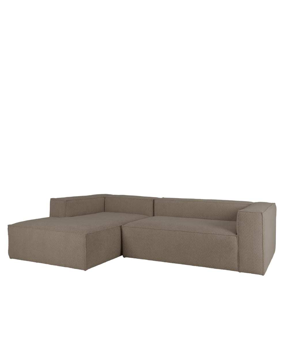 Canapé d'angle gauche 3/4 places en bouclé couleur marron 250x175cm