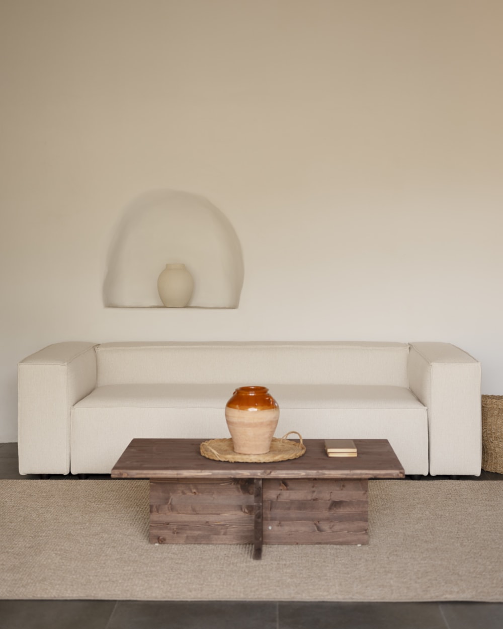 Canapé 4 places couleur blanc cassé 260x110cm