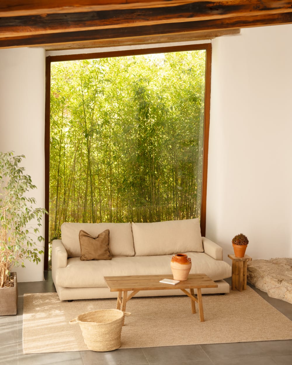 Canapé droit couleur beige de 215cm