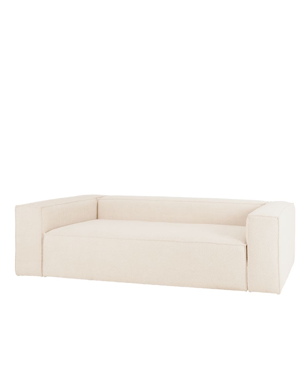 Canapé 3/4 places en bouclé blanc 210x110cm