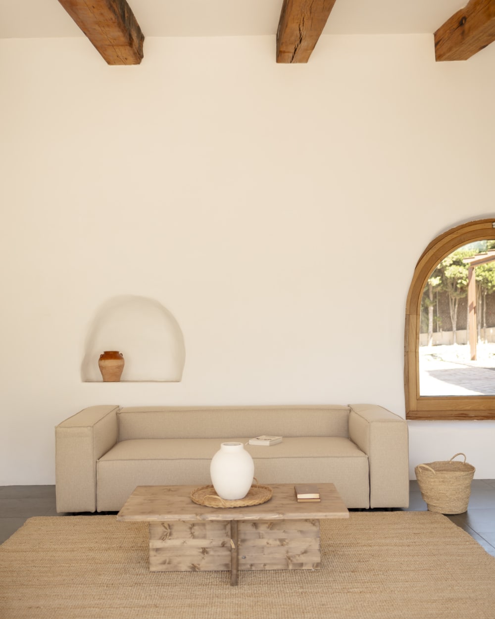 Canapé 4 places couleur beige 260x110cm