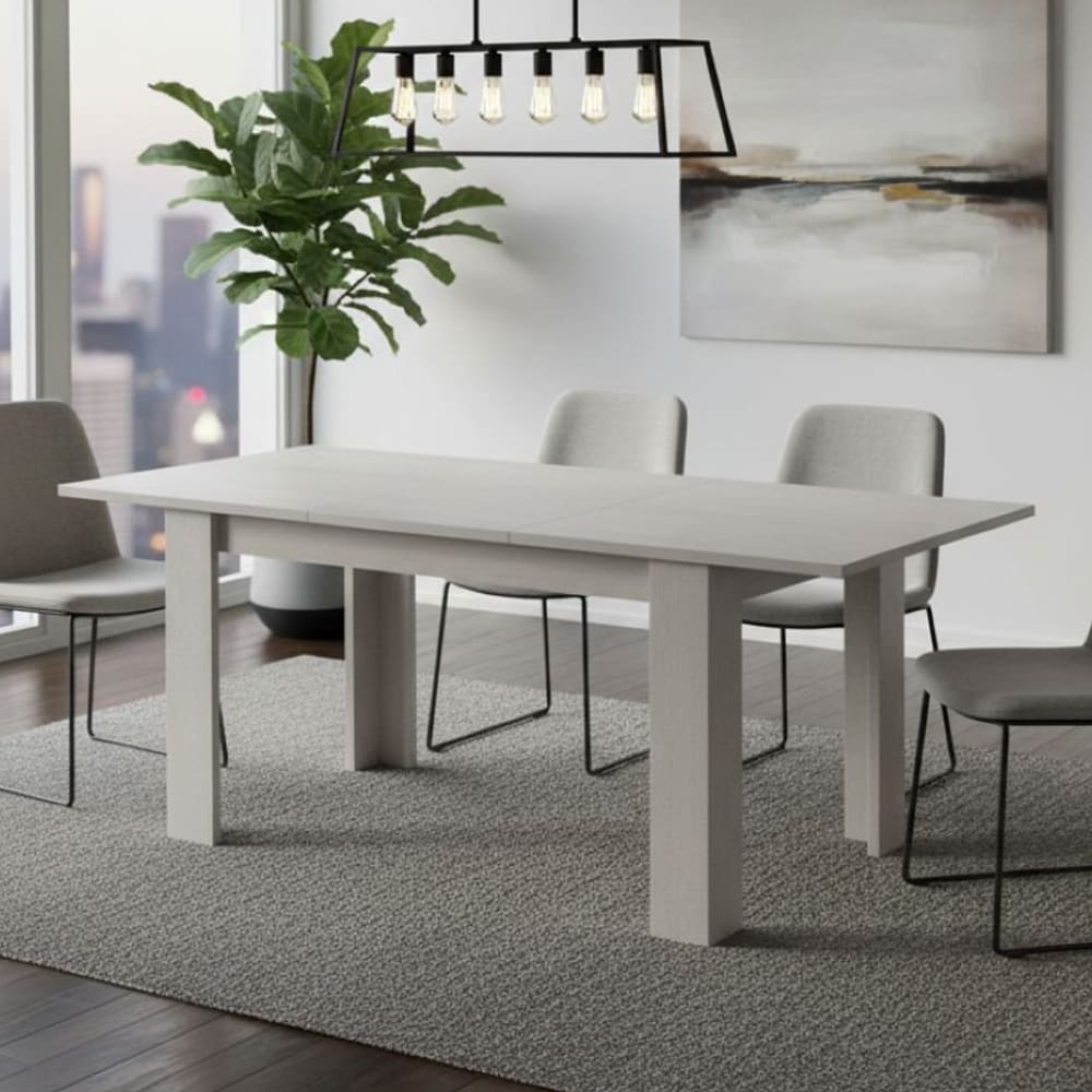 Ausziehbarer Tisch in weißer Holzoptik, 160 x 88 x 75 cm -