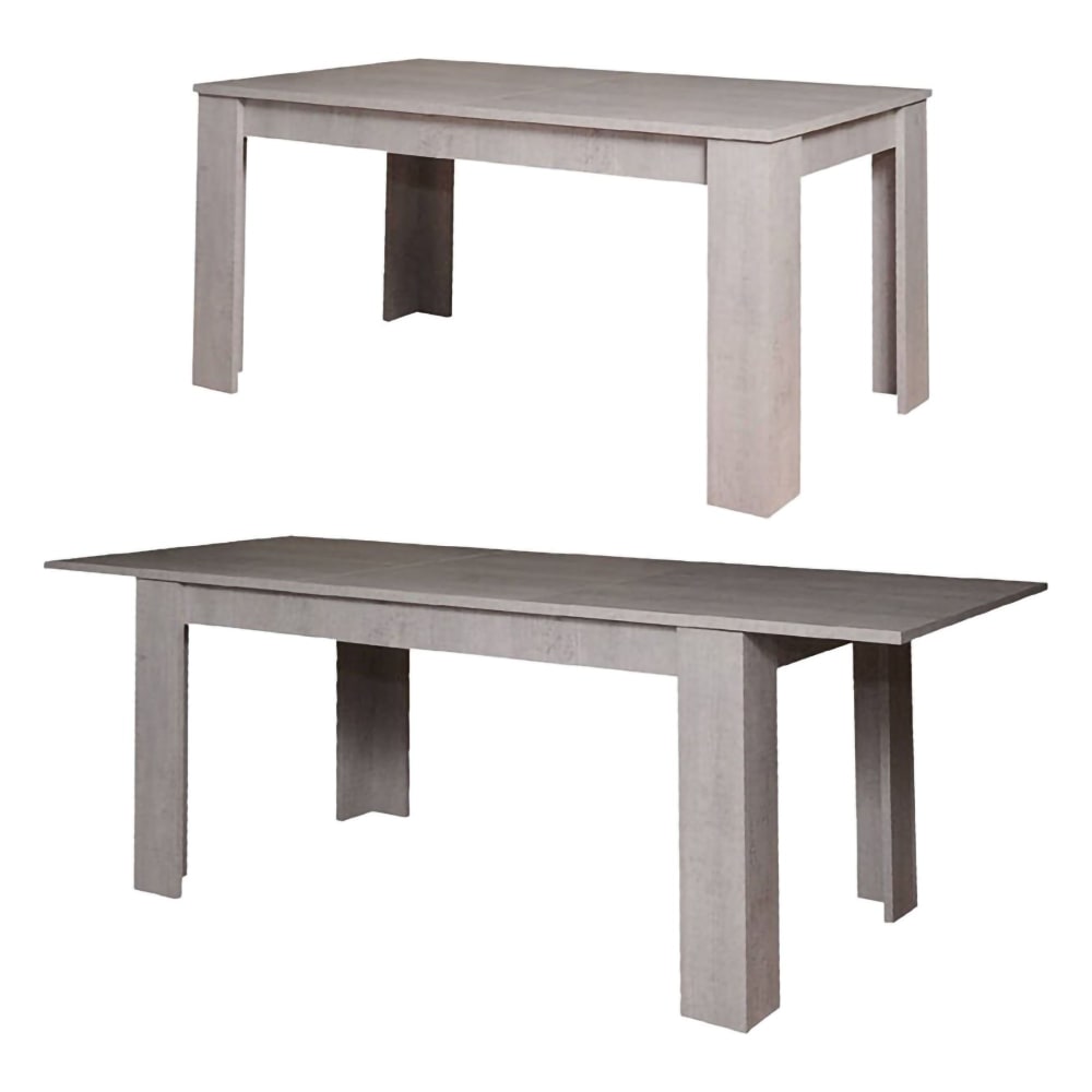 Dmora Ausziehbarer Tisch in Holzbetonoptik, 160 x 88 x 75 cm style modern Grau Holz