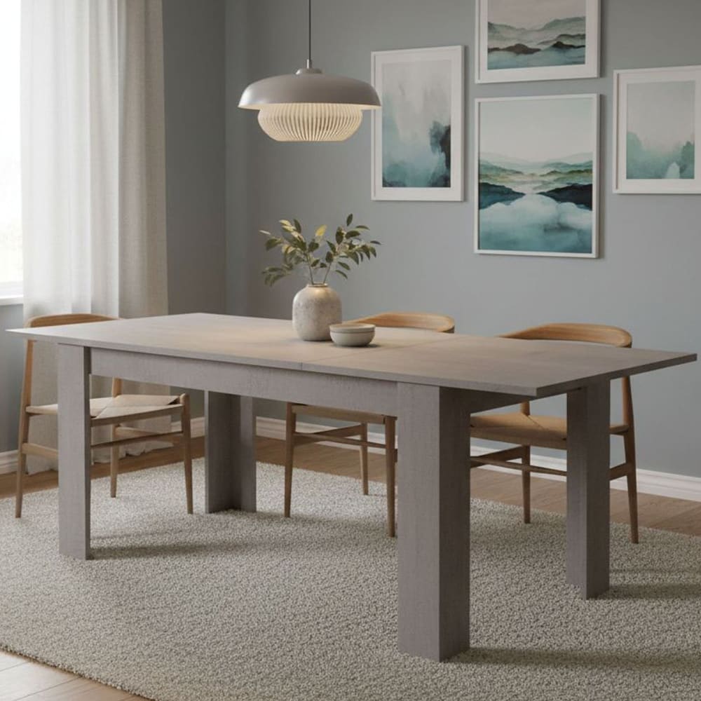 Ausziehbarer Tisch in Holzbetonoptik, 160 x 88 x 75 cm - Maisons