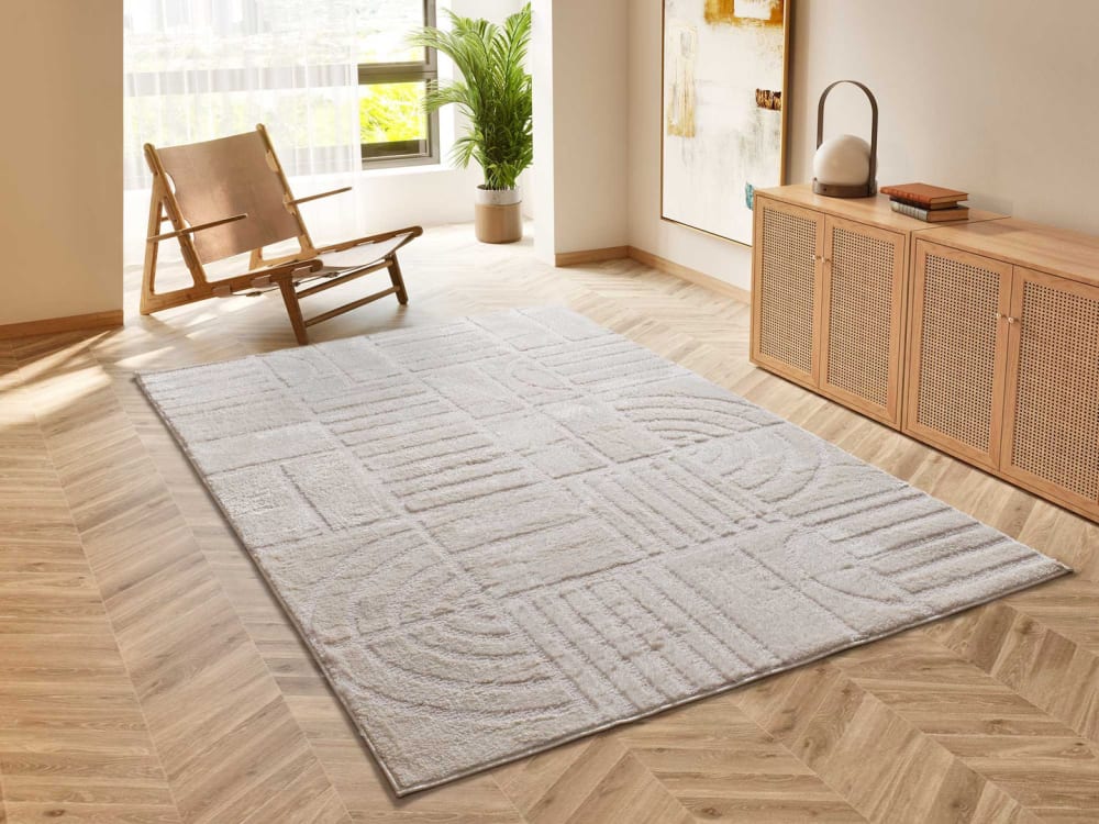 Tapis à relief géométrique crème 160x230 cm — vue 3