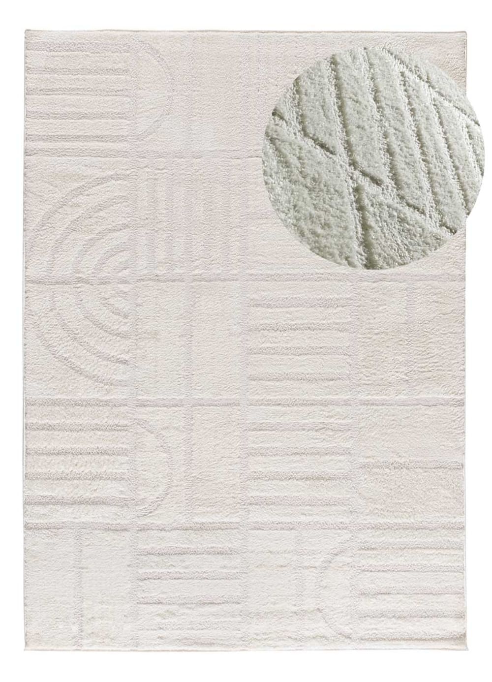 Teppich mit geometrischen Mustern in Weiß, 160x230 cm - Maisons