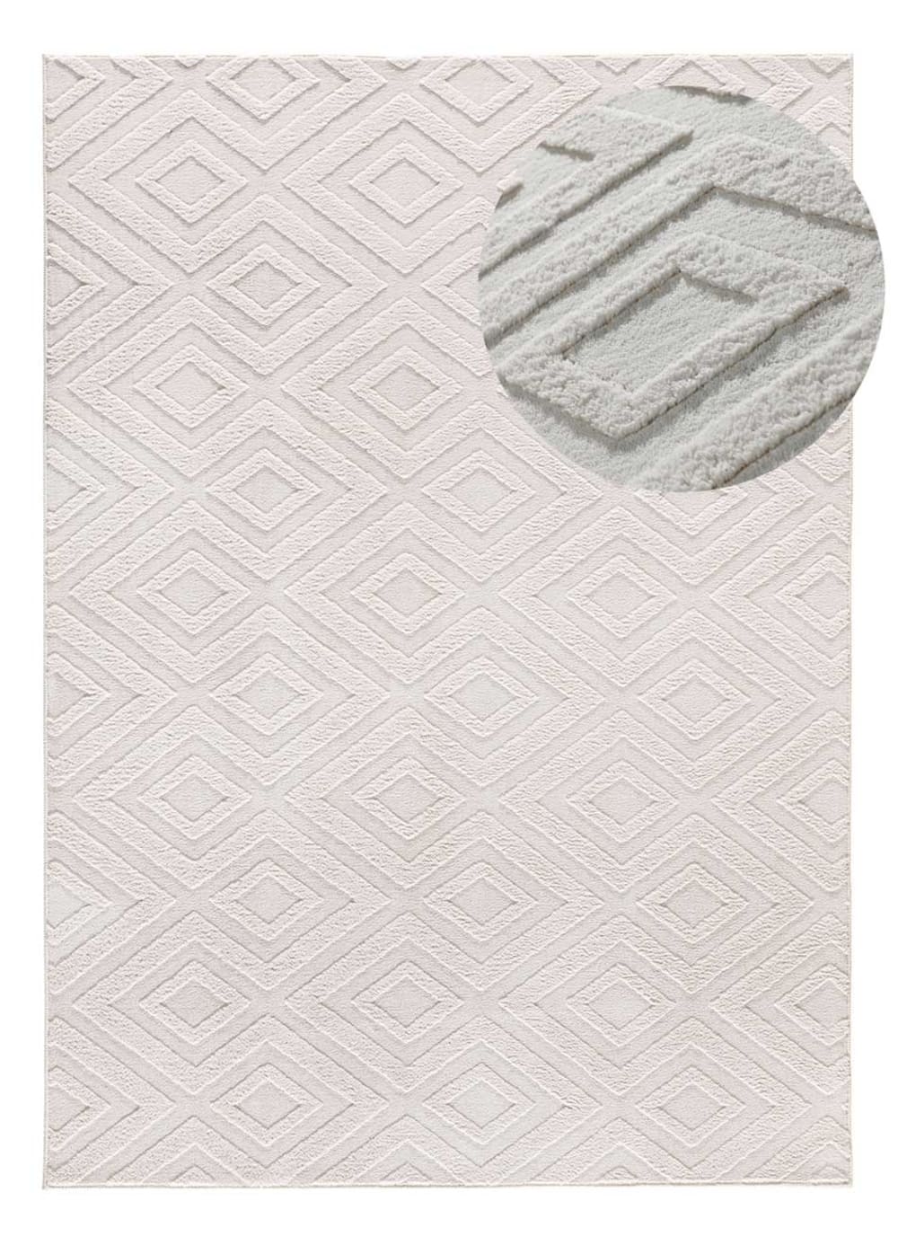 Tapis lavable à relief blanc 80x150 cm