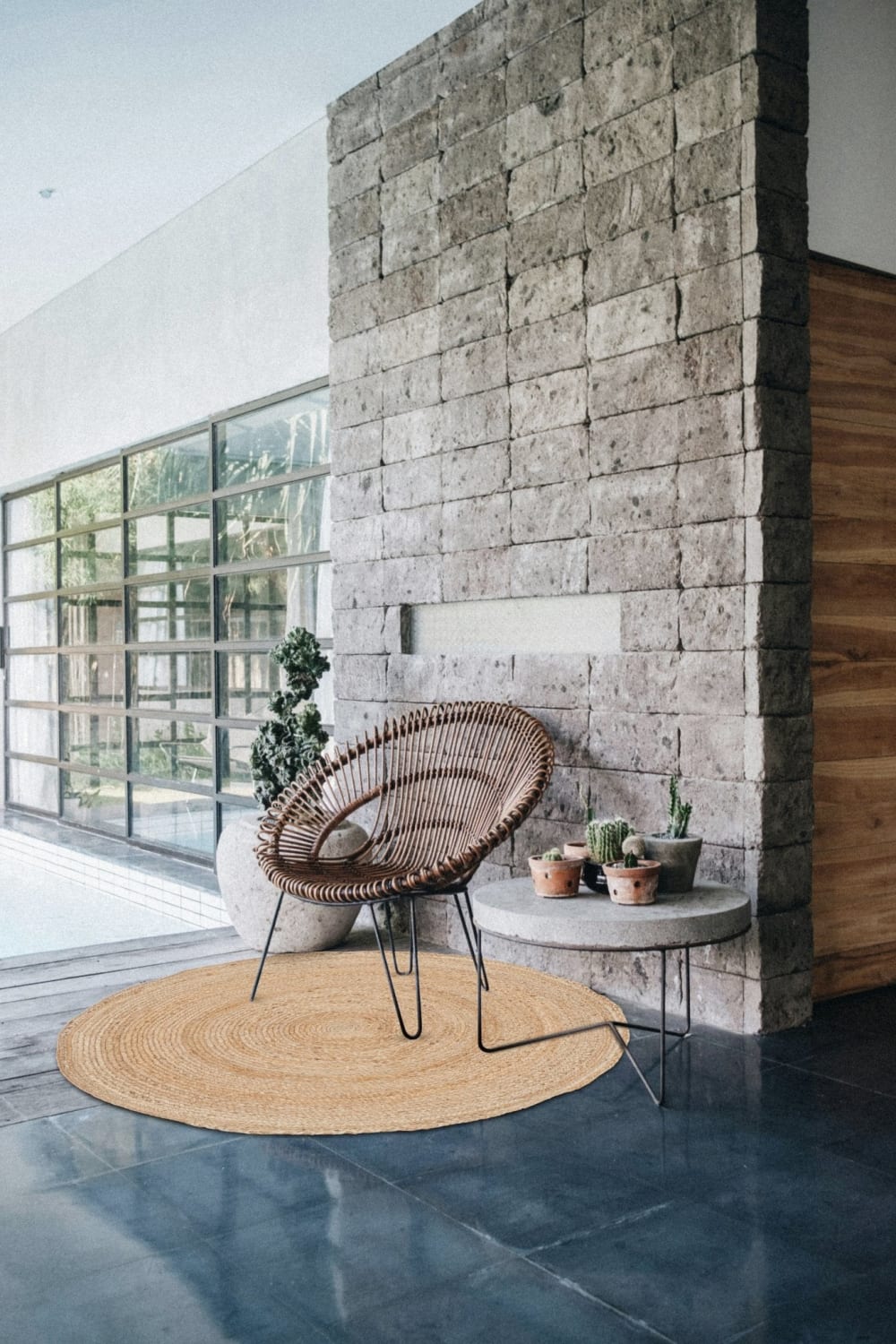 Tapis rond en jute naturelle 90 x 90 cm — vue 3