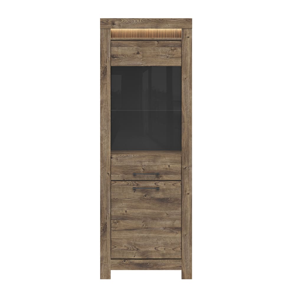 Petits meubles Vitrine mit 2 Türen LED inklusive MDF Holz Beige Spanplatte
