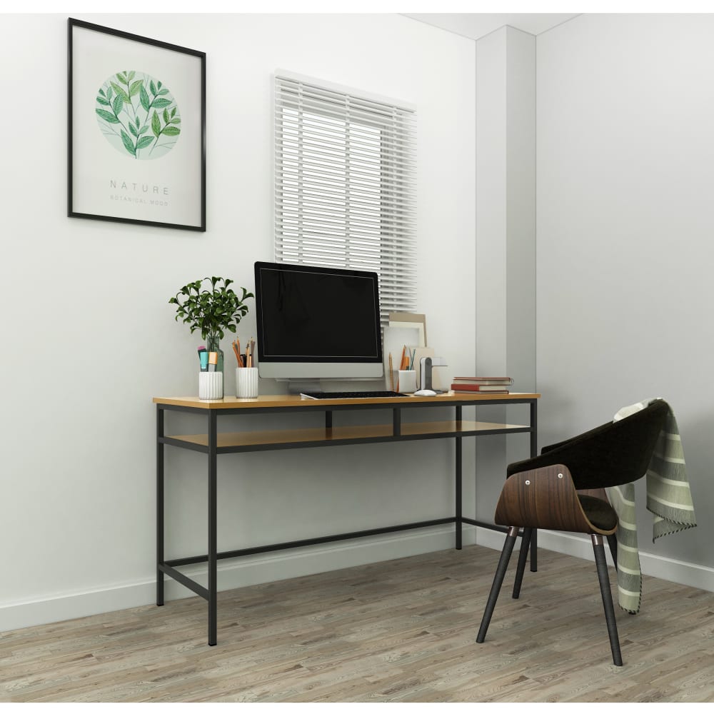 Loft24 Computerschreibtisch in Eichenoptik, grau - Spanplatte