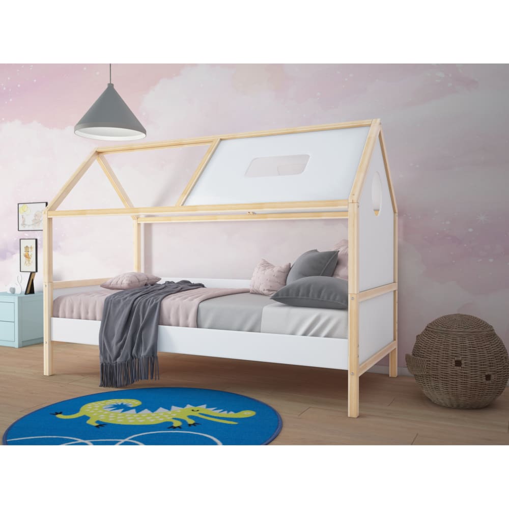 Loft24 Hausbett aus Holz 90x200 cm, weiß style modern Spanplatte Baby