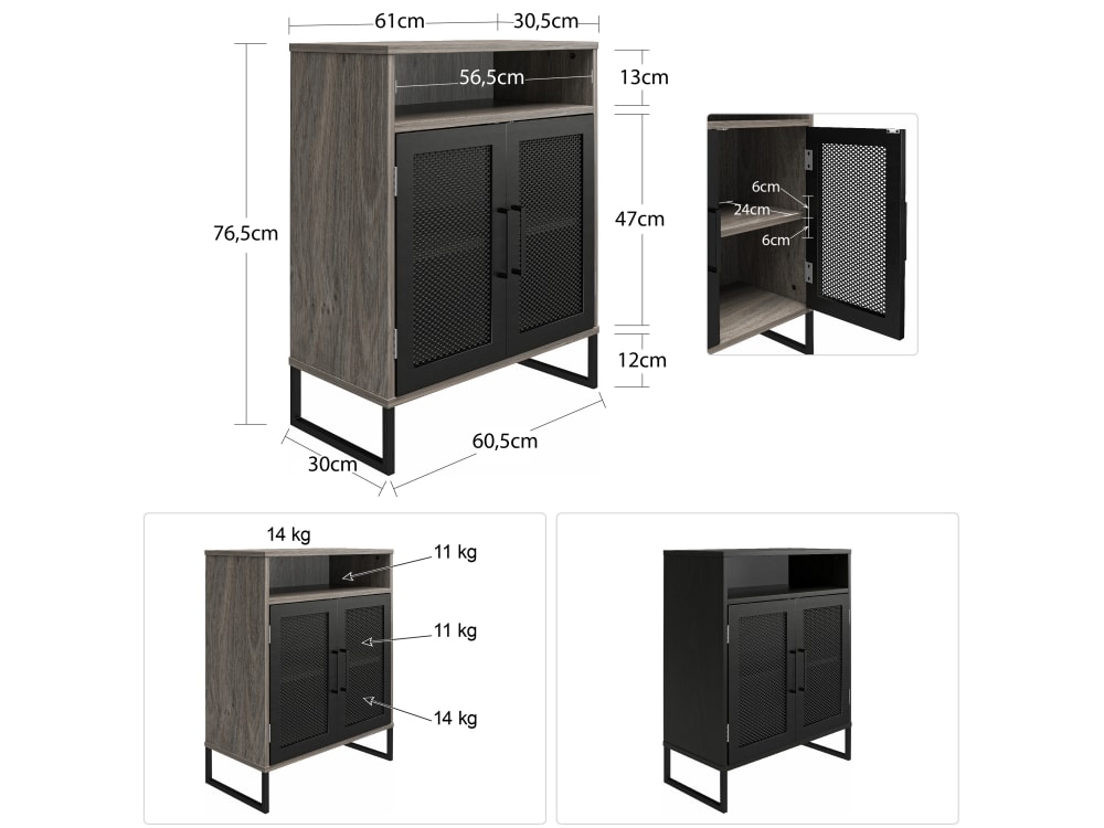 Armoire avec 2 portes en effet chêne gris - Maisons du Monde