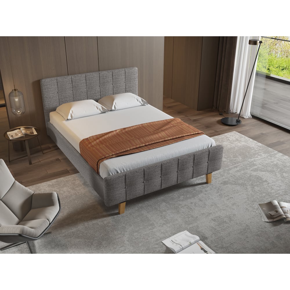 Loft24 Bett aus Stoff 140x200 cm, grau style modern - Stoff