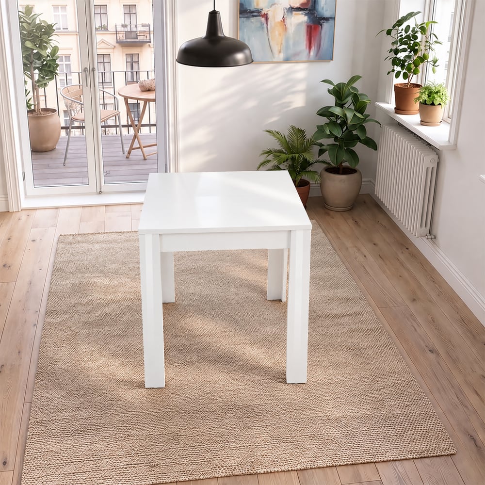 Loft24 Esstisch für 4 Personen in Holzoptik L80 cm, weiß - Spanplatte