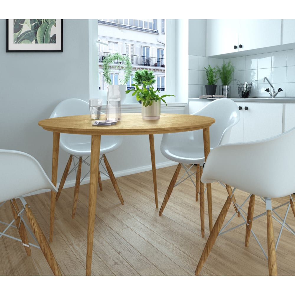 Loft24 Esstisch für 4 Personen in Holzoptik D100 cm Braun Spanplatte