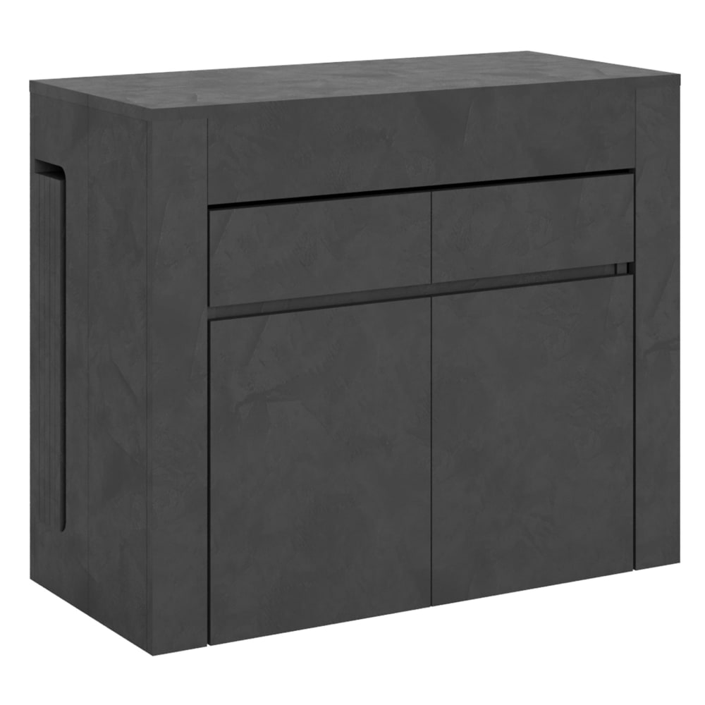 Console extensible 90x42/302 cm effet bois anthracite avec bancs