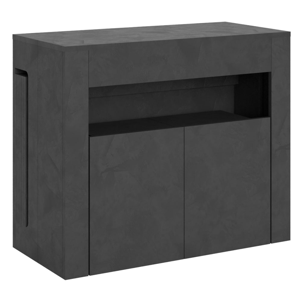 Console extensible 90x42/302 cm effet bois anthracite avec banc