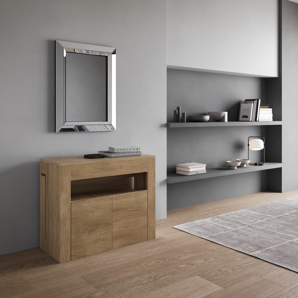 Ausziehbarer Konsolentisch 90x42/302 cm in Holzoptik, Eiche Natur