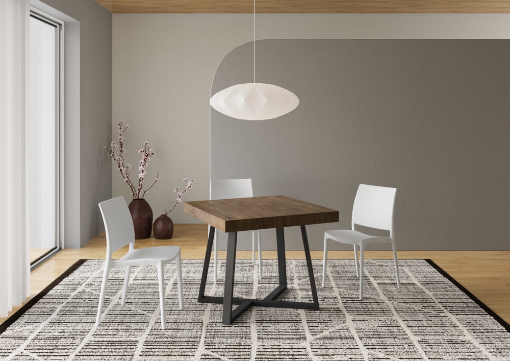 Ausziehtisch 90x90/194 cm in Holzoptik, Nussbaum - Maisons Du
