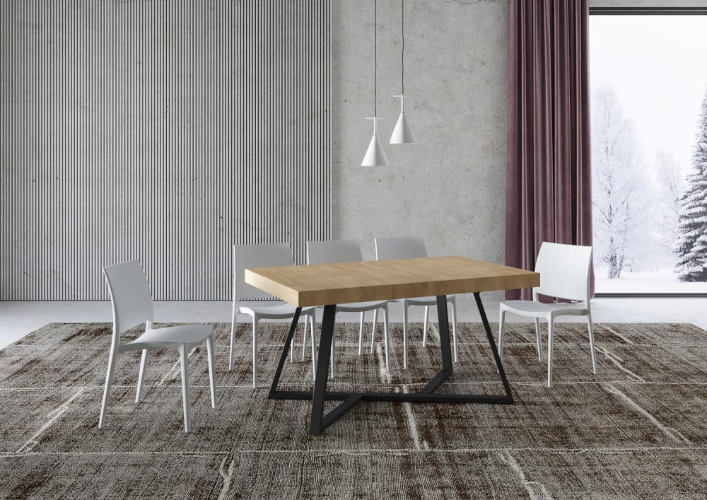 Ausziehtisch 90x140/244 cm in Holzoptik, Eiche Natur - Maisons Du