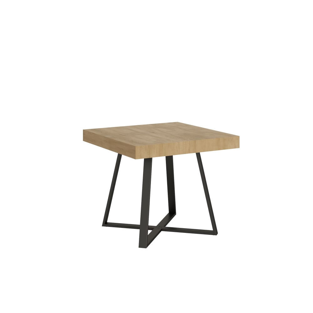 Table extensible 90x90/194 cm effet bois chêne nature