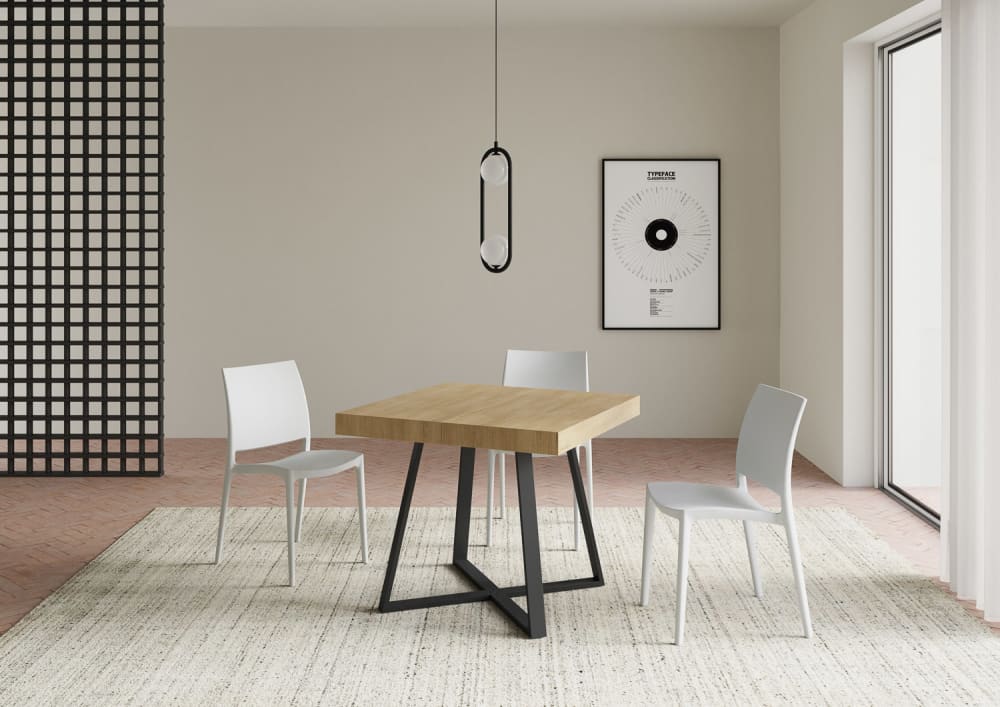 Ausziehtisch 90x90/194 cm in hozoptik, Eiche Natur - Maisons Du