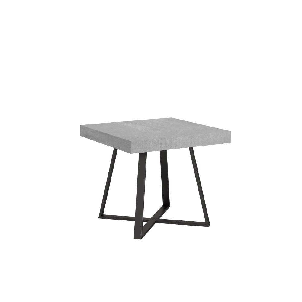 Table extensible 90x90/194 cm effet bois gris béton