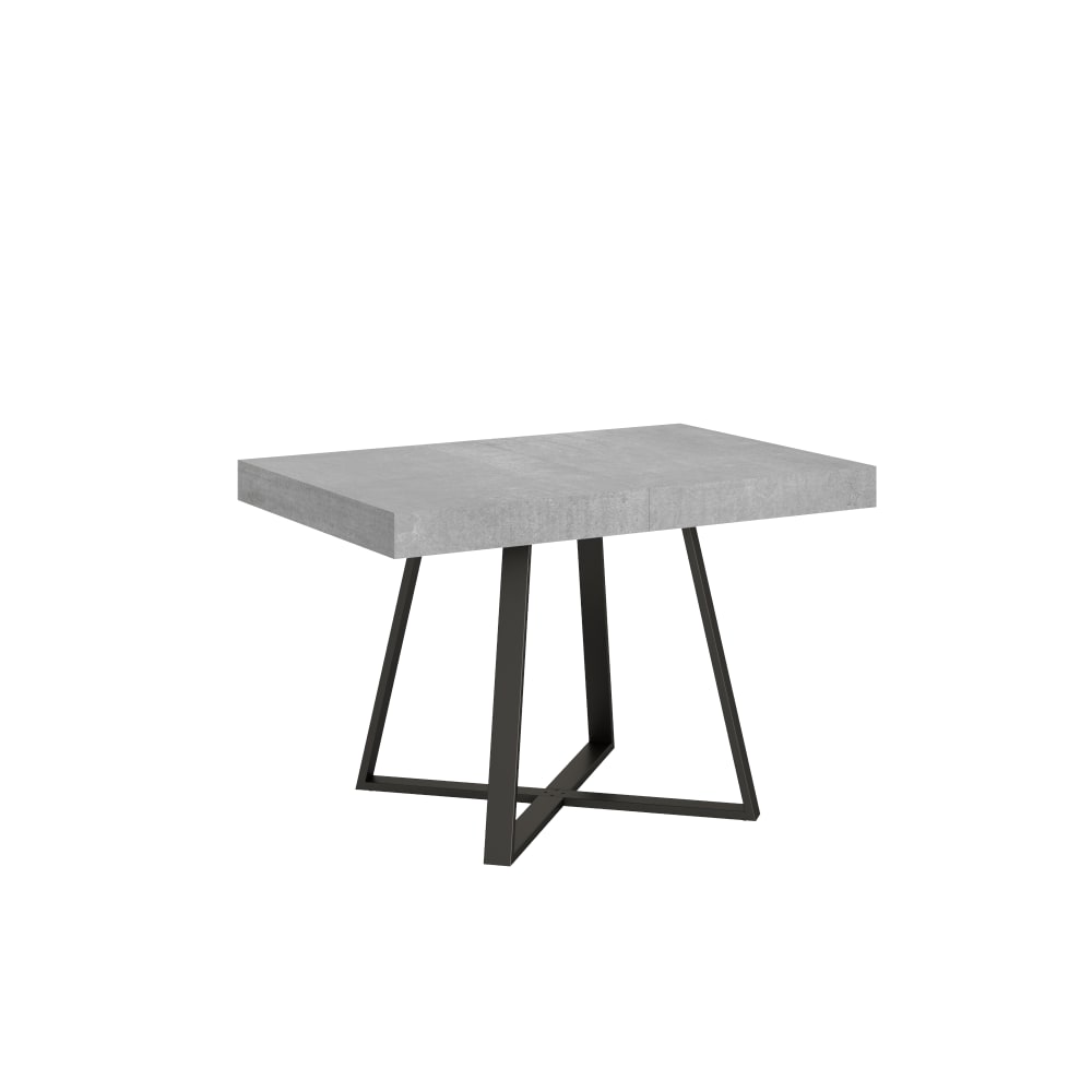 Ityhome Ausziehtisch 80x120/204 cm in hozoptik, Zement style modern Grau Spanplatte