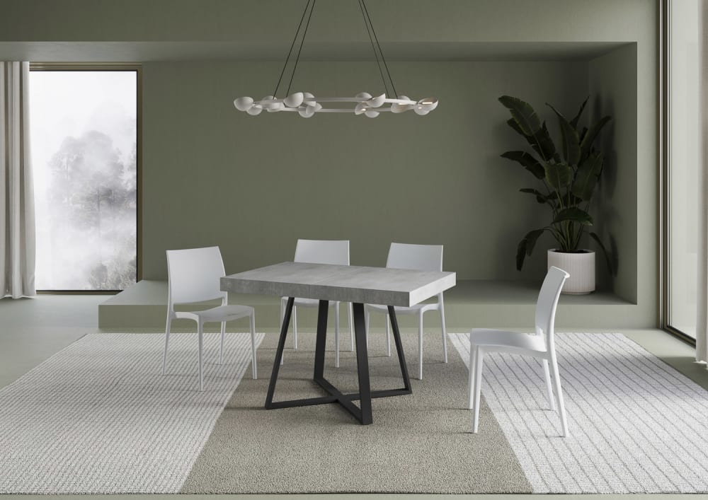 Ausziehtisch 80x120/204 cm in hozoptik, Zement - Maisons Du Monde