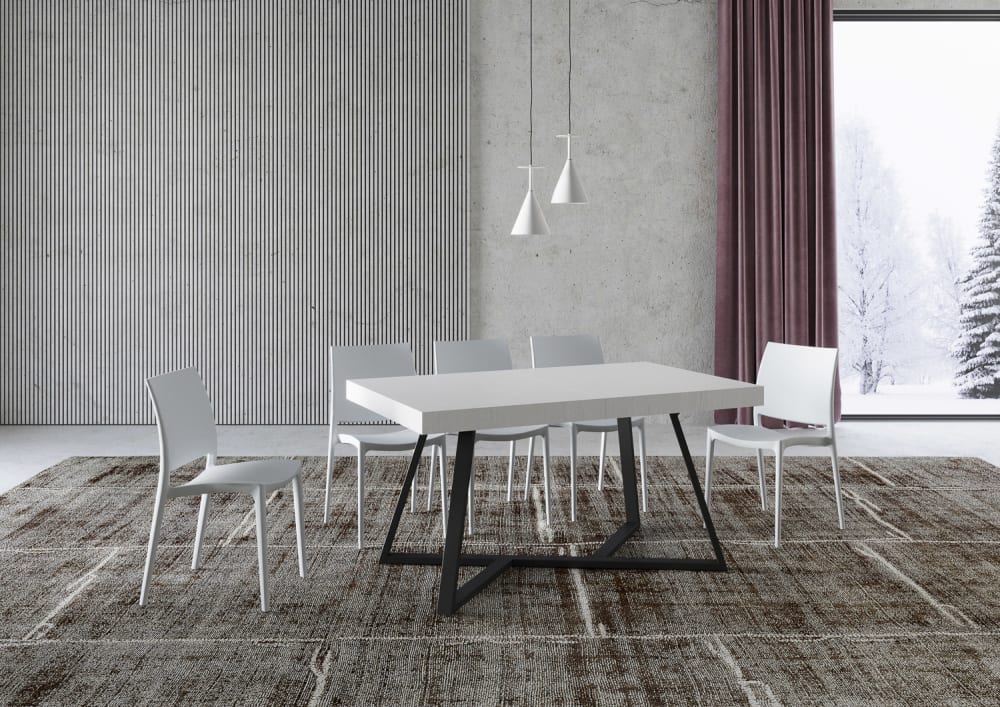 Ausziehtisch 90x140/244 cm in Holzoptik, Esche weiß - Maisons Du