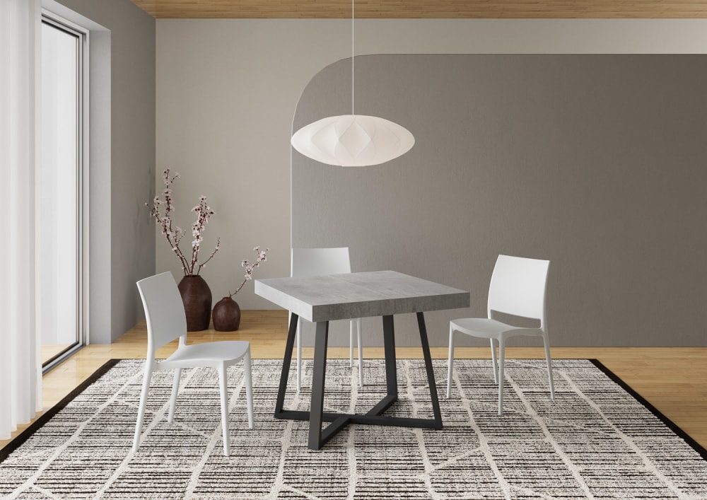 Ausziehtisch 90x90/194 cm in Holzoptik, Zement - Maisons Du Monde