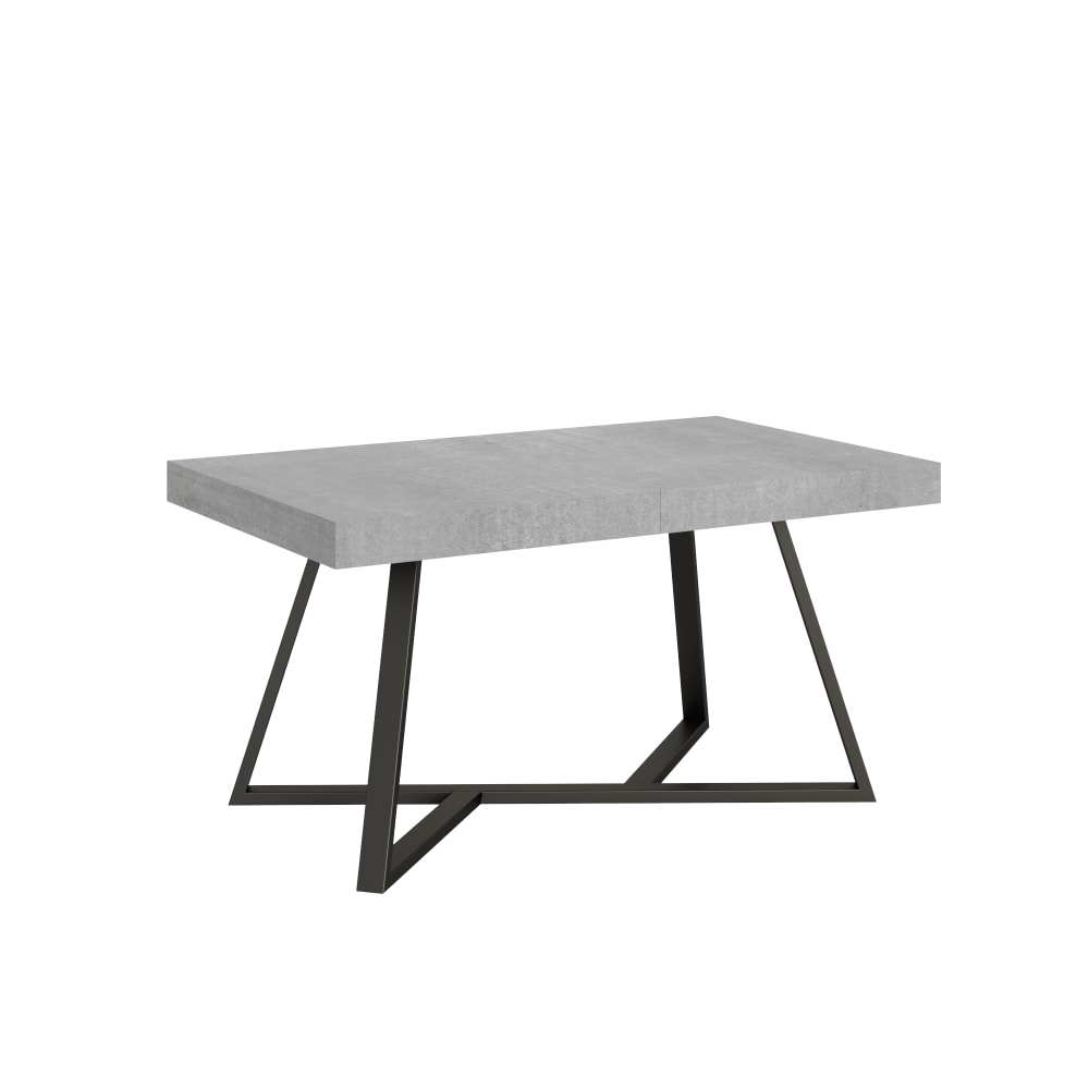 Ityhome Ausziehtisch 90x160/264 cm in Holzoptik, Zement style modern Grau Spanplatte