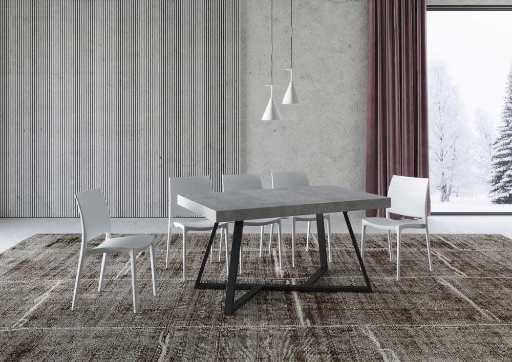 Ausziehtisch 90x160/264 cm in Holzoptik, Zement - Maisons Du