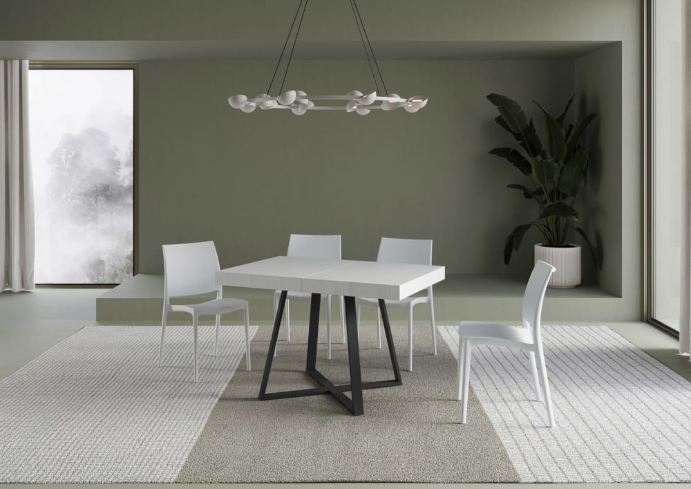 Ausziehtisch 90x120/224 cm in hozoptik, Esche weiß - Maisons Du