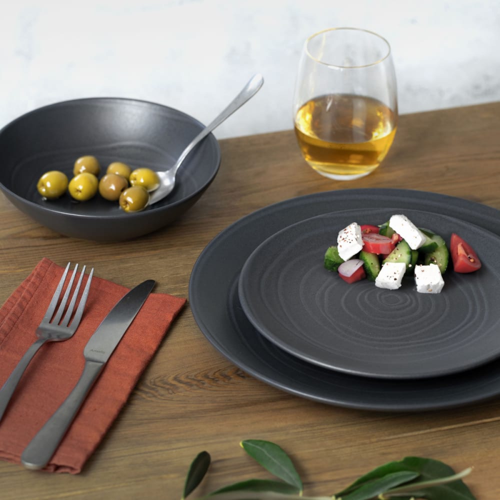 Medard de Noblat 6 Dessertteller aus Steingut, Grau Grau Steingut