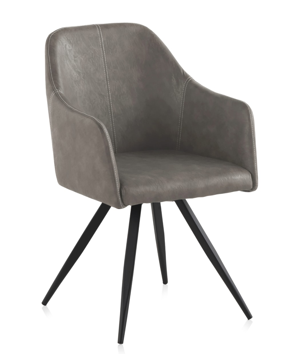 Fauteuil tapissé taupe avec pieds en métal noir