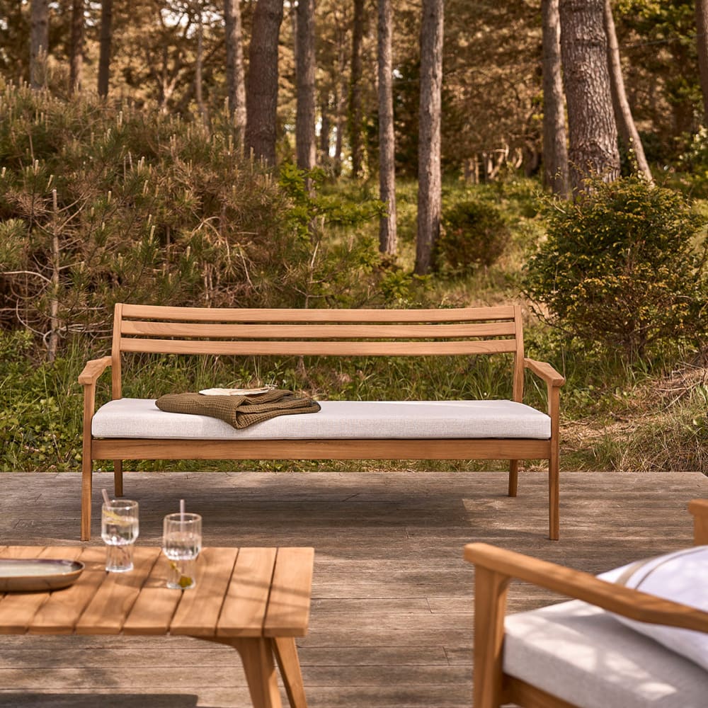 BERAH GETAH Canape de jardin en teck massif style contemporain Beige Bois