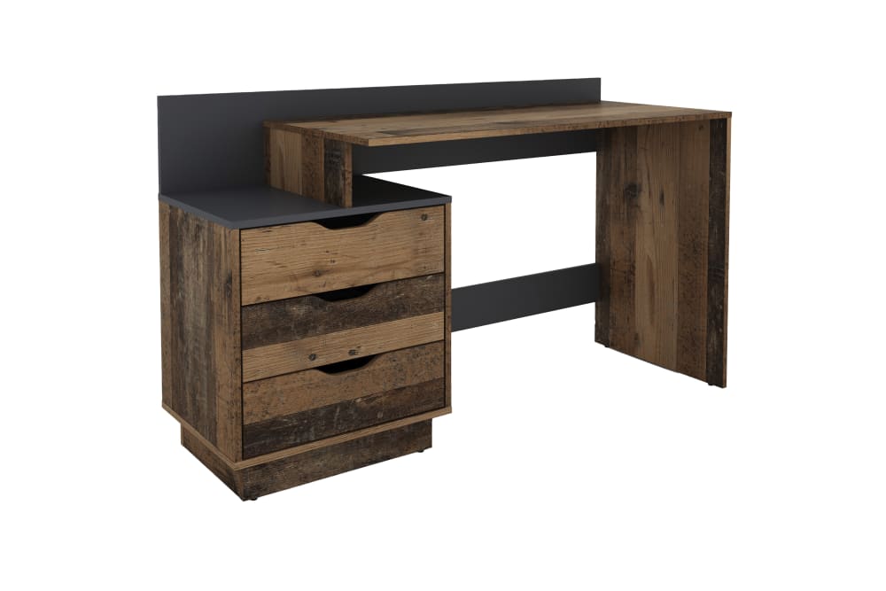 ByLiving Schreibtisch mit Schubkästen beidseitig montierbar, B 138 cm, braun style modern - Spanplatte