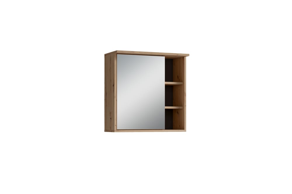 ByLiving Spiegelschrank mit LED-Beleuchtung & Steckdose, Breite 60 cm, natur style modern Braun Spanplatte